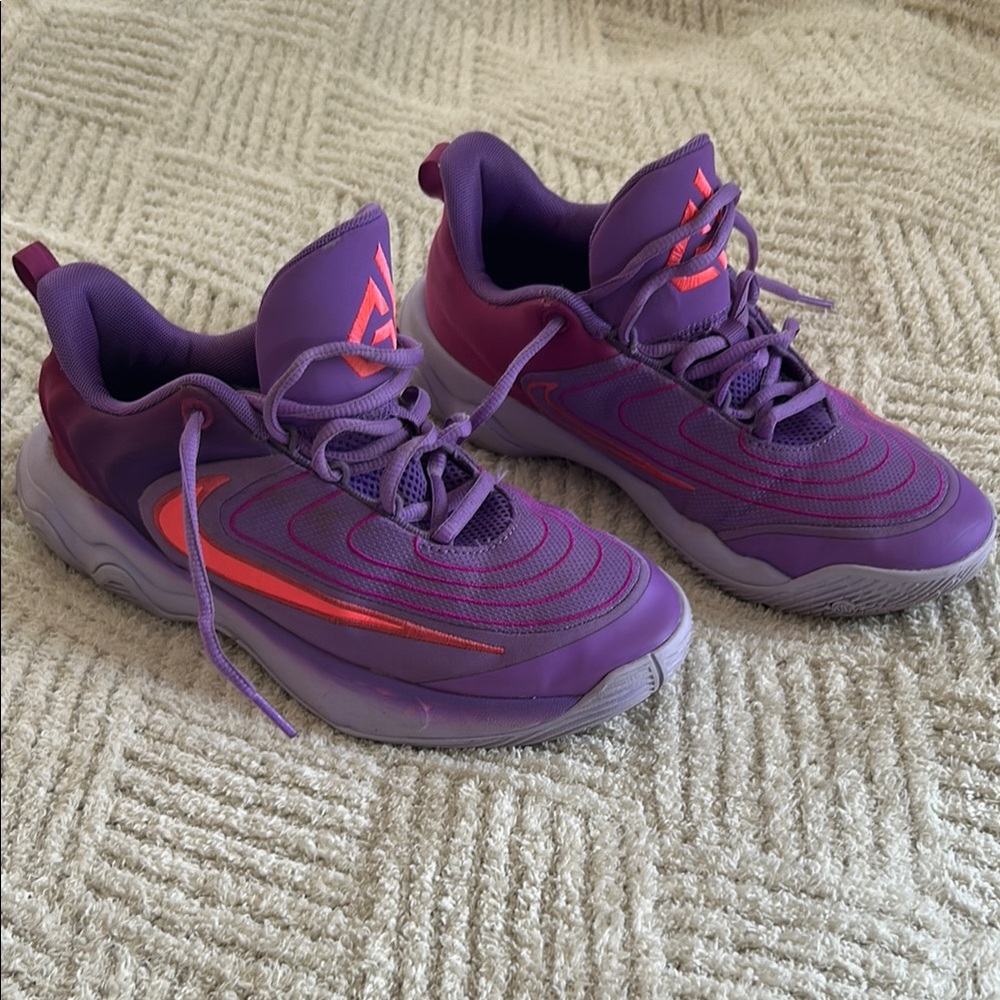 Purple Athletic Sneakers with Red Accents